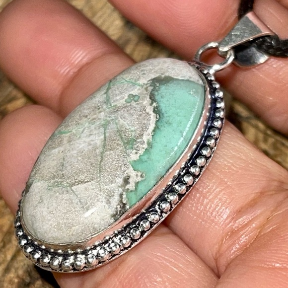Teal Green Variscite- Utahlite Pendant 1 7/8” - Picture 5 of 16